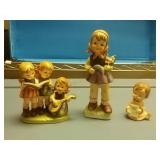 Hummel Like Figurines - Girls Playing Music