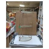 Shelf- 3 Tier Gold Colored Metal And Glass