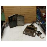 Metal Vise And Large Bits W/ Metal Storage Box