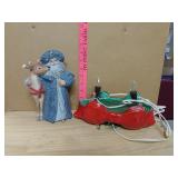 Ceramic Santa And Handmade Bow Lamp
