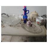 Glassware- Bowl, Figure, Butter Container