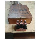 Coca Cola- Wooden Cabinet & Glass Bottle