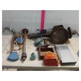 Vintage Lantern, Chain Binder, Wooden Box & Vhs