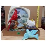 Bird Thermometer, And Bird Figurines