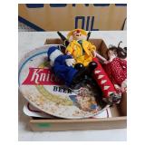 Dolls, Tray, Sign, And Misc Items