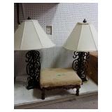 Mini Stool/ Ottoman And 2 Lamps