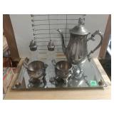 Serving Tray W/lead crystal S&P Shakers