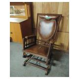 Leather Upholstered Wooden Rocking Chair