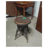Old Claw Foot Adjustable Wooden Stool