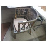 Vintage Wood Round Seat Chair 21"x24.5"x29