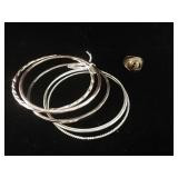 Silver Colored Bangle Bracelet Set & Ring