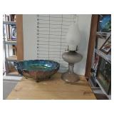 Oil Lamp And Glass Bowl