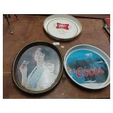 Metal Trays- Coca-Cola, Coors, Miller