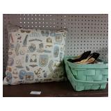 Pillow, Basket And Grand Opening Flag