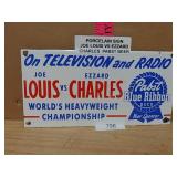 Porcelain Sign Joe Louis Vs Ezzard Charles