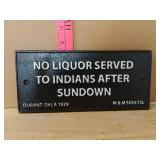 No Liquor Served Sign