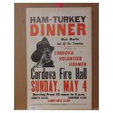 Cordova Vol. Fire Co. Ham- Turkey Dinner Sign