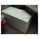 Painted Wooden Trunk, Fake Flowers