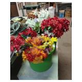 Two Buckets Of Fake Flowers