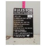 Rules For Dating My Daughter Metal Sign