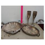 Silver Colored Bowls And Wine "Glasses"