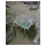 White Metal & Glass Top Outdoor Table