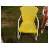 Metal Outdoor Chair Painted Yellow And White