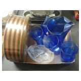 Blue Cups/pitcher, Tin Can