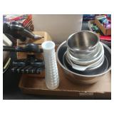 Knife Set, Tin Bowls, Vase