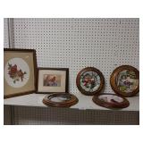 Framed Cardinal Collector Plates And Artwork