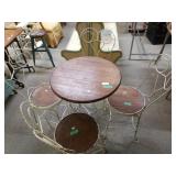 Soda Fountain Style Metal & Wood Table With