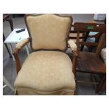 Chairs(2)- 1 wooden and 1 yellow upholstery