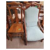 Chairs(2) Wooden &  Blue upholstery