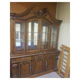 Large Wood & Glass China Hutch