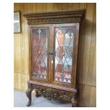 Wooden China Cabinet With Glass Shelves & Doors