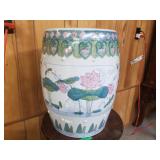 Glass Plant Stand With Cranes And Lotuses