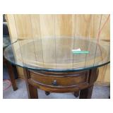 Round Side Table With Glass Top.