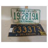 License Plates(2)- Delaware & Maine