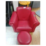 Childs Red Armchair And Footstool