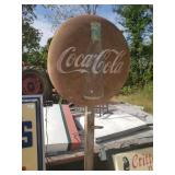 Coca-Cola Metal Sign 2 Pieces 36" Diameter On 7