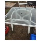 Outdoor Metal Table With Glass Top