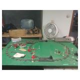 Model Train Track On Platform With Accessories