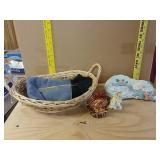 Wicker Basket, Ceramic Cat, And More