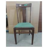 Wood Chair With Green Upholstered Seat