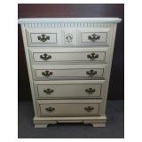 White & Yellow Tall Dresser Four drawers.