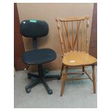 Chairs- Black Office Chair & Wood Table Chair
