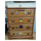 Light Stain Wood Tall Dresser 4 drawers.