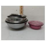 Kitchen Items- Metal Mixing Bowls, Glass dish,