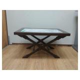 Accent Table With Stone Top Dark wood accent