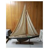 Large skipjack sailboat wooden model